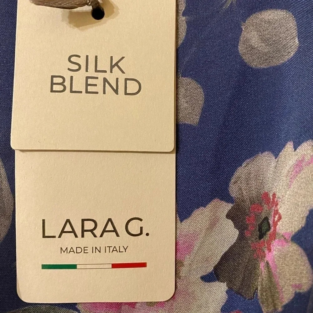 Laraq Silk Blend Denim Floral Maxi Dress Women’s Size Large - Picture 9 of 10